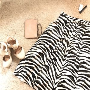 Banana Republic Zebra pleated midi skirt dress 6